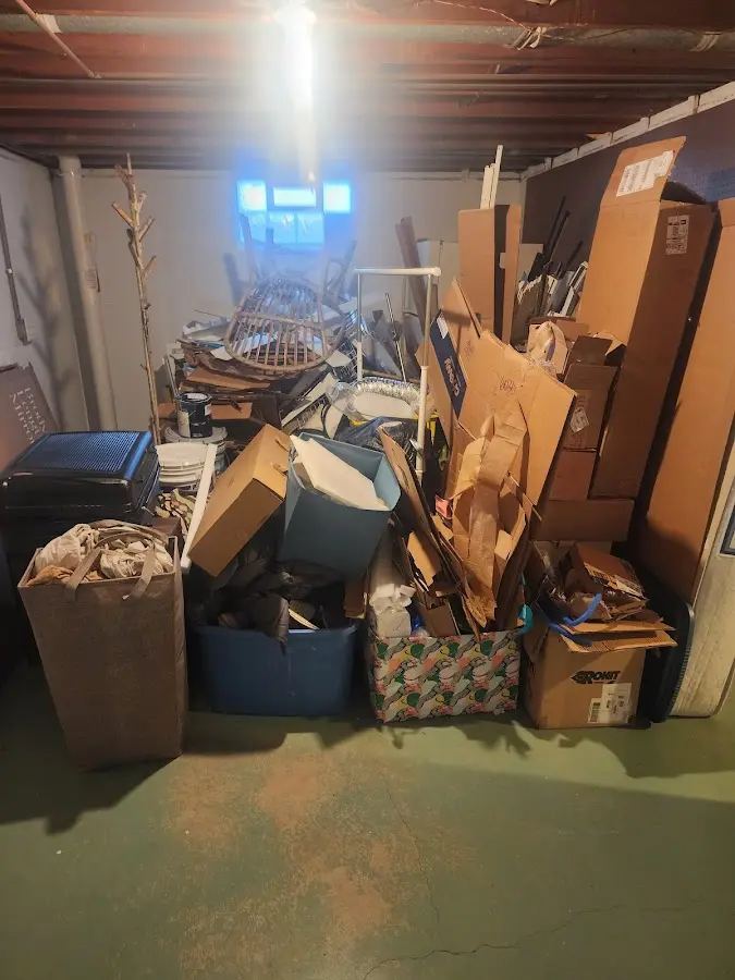 Roll-off dumpster container at job site for 20 Yard Dumpster Rental in Garden City